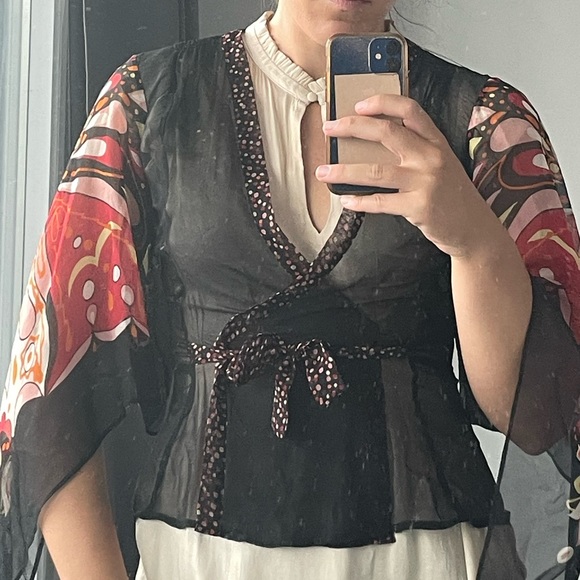 BCBG MAX AZRIA Silk tie blouse size XS - Picture 10 of 12